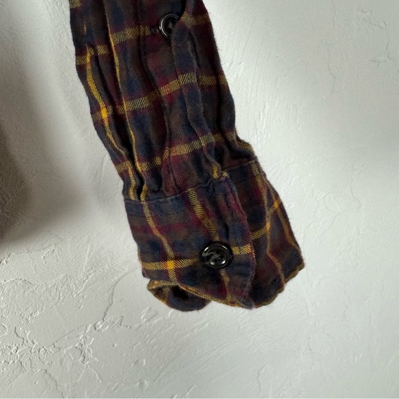 J Crew Shirt Dress Button Down Plaid Print‎ Brushed Twill Knit Slim Fit Navy Top - Picture 4 of 6